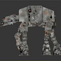 Futuristic SciFi Mechanical Walker With Gray Armor Orange Details And Tall Legs
