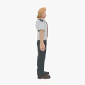 Game Movie Character Orange Hair White Short Sleeve Shirt Red Tie Dark Pants Brown Shoes