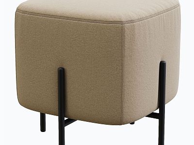 modern sofa stool soft stool round sofa stool footrest cushion stool 3d model