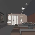 Modern SPA Sauna Interior Design With Brown Reclining Chairs Large TV And Ambient Lighting