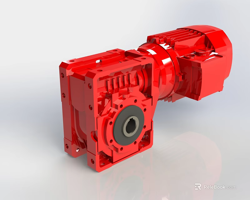 Red Industrial Gear Reducer High Efficiency Mechanical Power Equipment for Heavy Duty Industrial Use 3d model 