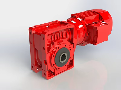 Red Industrial Gear Reducer High Efficiency Mechanical Power Equipment for Heavy Duty Industrial Use 3d model