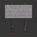 Architectural Billboard Structure With Metal Frame Red Pedestals And Drawing Lines