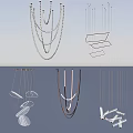 Modern Interior Chandelier Designs Featuring Various Geometric And Chain Styles 3d model