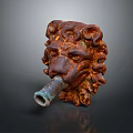 Rusted Lion Head Metal Artifact With Decorative Mane And Tube Spout