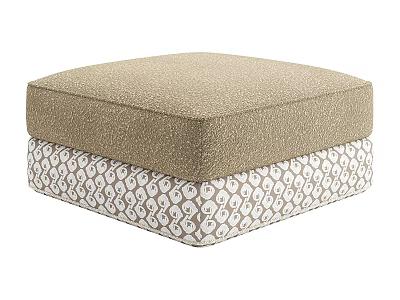 Beige Upholstered Ottoman with Geometric Pattern Base and Modern Design 3d model