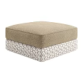 Beige Upholstered Ottoman with Geometric Pattern Base and Modern Design
