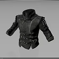 Black Leather Tactical Jacket With Metal Rivets Buckles And Straps Design