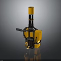 Yellow Industrial Mechanical Device With Black Structural Pillar And Arm Components