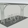 Outdoor Bicycle Parking Canopy Structure With Metal Racks And Shelter Design