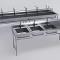 Stainless Steel Wash Basins With Multiple Compartments And Sturdy Stands For Practical Use 3d model