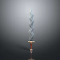 Wavy Blade Sword Featuring Brown Decorative Hilt And Detailed Base Design