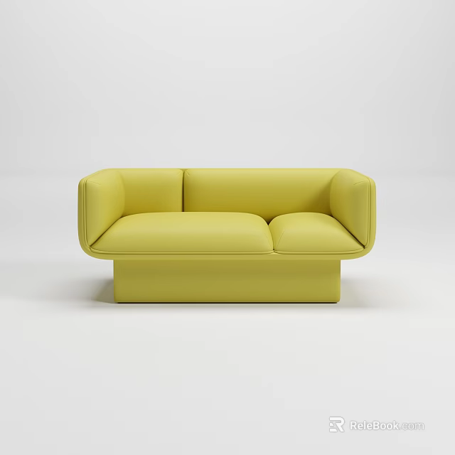 Yellow Three Seater Sofa Modern Design With Sleek Lines And Comfortable Seats 3d model