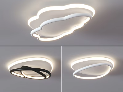 Modern Cloud Shaped Ceiling Lights With Soft LED Glow In White And Black 3d model