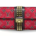 Luxury Red LV Handbag With Black Pattern Gold Studs And Lock Design 3d model