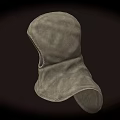Gray Hooded Cloak Style Fabric Hat With Flared Hem And Stitched Design