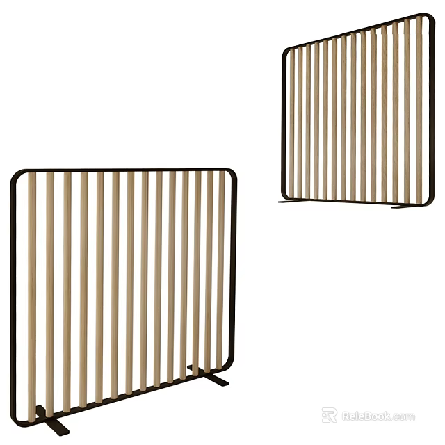 Modern Wooden Room Dividers With Black Frames 3d model