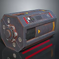 Rustic Industrial Metallic Equipment Featuring Control Panel Buttons And Red Warning Stripes