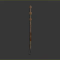 Ancient Metal And Wooden Weapon With Curved Head And Decorative Long Shaft