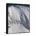 Two Panel Snowy Mountain Landscape Paintings Featuring Skier Cloudy Sky And Snow Covered Slopes