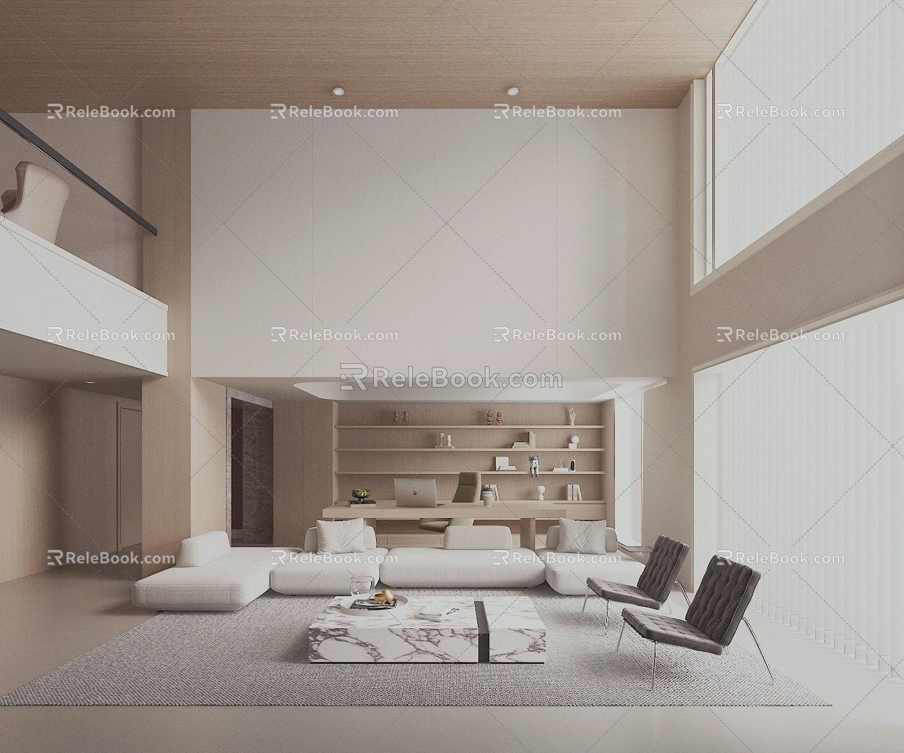 Minimalist Villa Living Room 3d model