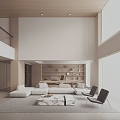 Minimalist Villa Living Room 3d model