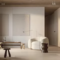 Modern Middle Ancient Single Sofa Casual Sofa Side Stool Rattan Bench 3d model
