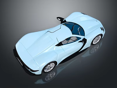 Light Blue Convertible Sports Car With Sleek Modern Design And Aerodynamic Body Top View 3d model