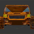 Orange Tracked Vehicle With Blue Windshield And Open Cargo Bed Industrial Design