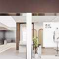 Modern Clothing Store Interior With Fashion Model Poster Wooden Column And Display Counter