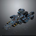 Futuristic Blue Interstellar Spacecraft With Detailed Mechanical Structure For Cosmic Exploration 3d model