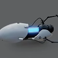 Futuristic Cybernetic Character With White Black Body Blue Glowing Core And Mechanical Arms