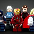 Lego Superhero Minifigures Standing Together Featuring Iron Man Captain America Thor and Iconic Attire