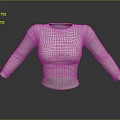Basic Fitted White Long Sleeve Top Display on Black Background With 3D Rendered View