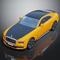 Rolls Royce Luxury Sedan Yellow And Black Shiny Exterior With Black Roof And Alloy Wheels