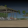 Stylish Swing Door Design In Yacht Marina With Sandy Beach And Palm Trees
