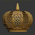 Elegant Golden Crown Jewelry With Intricate Filigree Patterns And Ornate Details