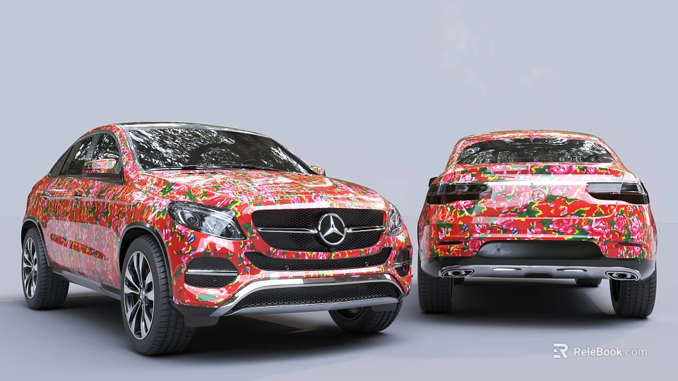 Mercedes Benz SUV Vehicles With Colorful Floral Patterns Front And Rear 3d model 
