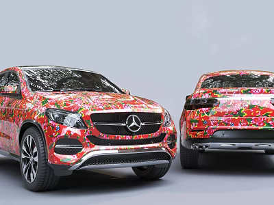 Mercedes Benz SUV Vehicles With Colorful Floral Patterns Front And Rear 3d model
