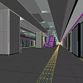 Modern Metro Station Platform With Passengers Glass Doors Columns And Bright Lighting