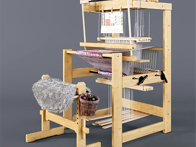 Traditional Wall Decor Crafted With Wooden Loom Yarn And Tapestry Elements 3d model