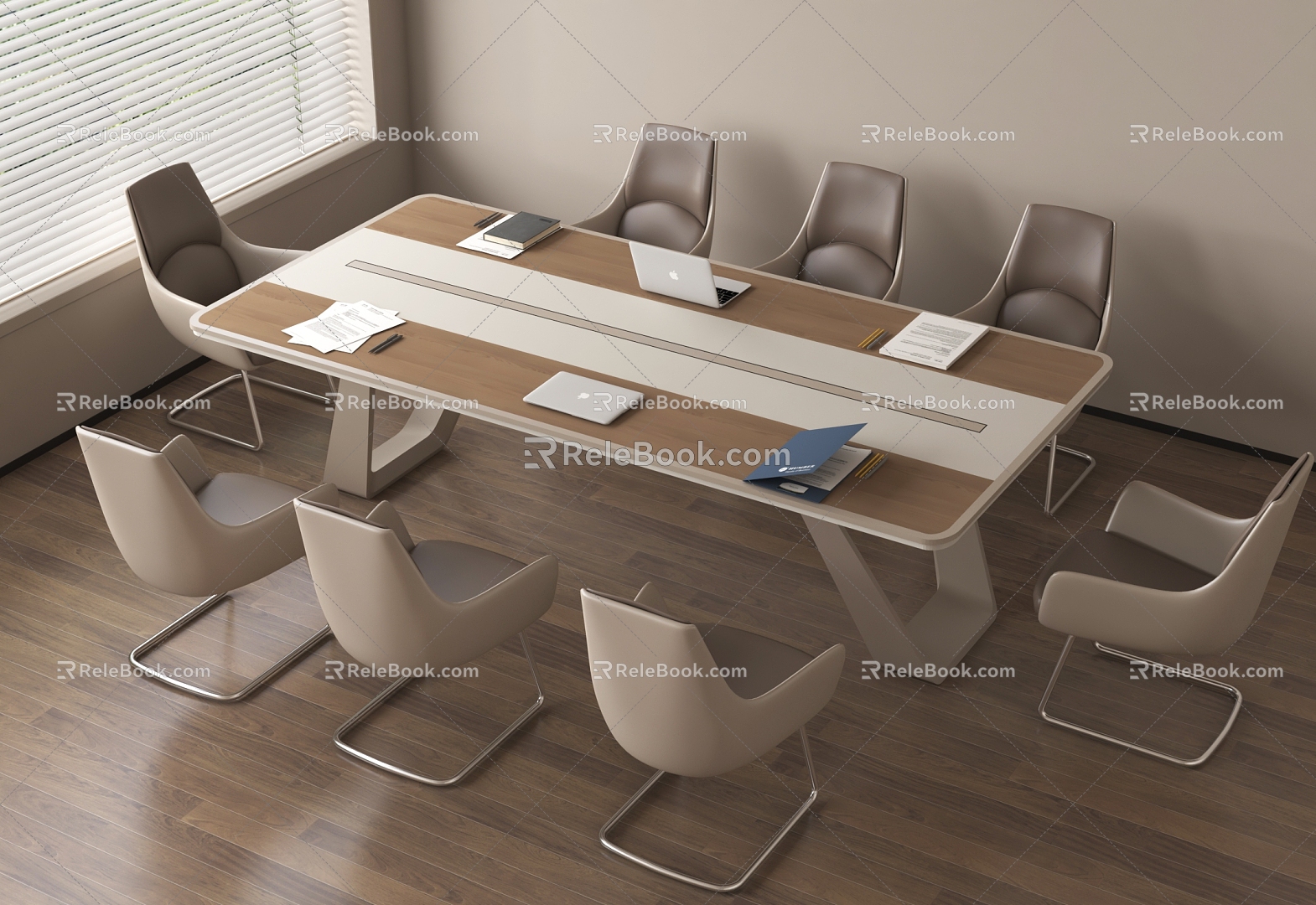 Meeting table and chair office table and chair combination 3d model