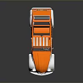 Vintage Orange And White Striped Car Model With Round Headlights And White Wheels
