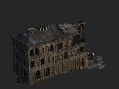 Abandoned Multi Story Dilapidated Building With Broken Windows And Ruined Structure 3d model