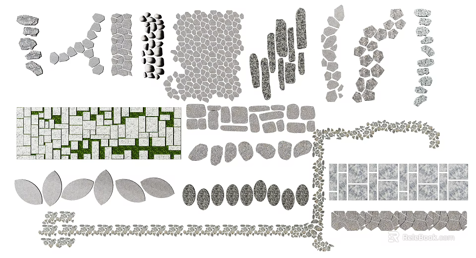 Various Stepping Stones Designs With Natural Stone Shapes For Garden Landscape 3d model 