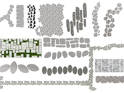 Various Stepping Stones Designs With Natural Stone Shapes For Garden Landscape 3d model