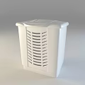 White Storage Bin With Green Cloth And Ventilated Sides For Home Organization
