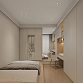 Modern Kids Room Interior Design With Two Beds And Storage Cabinets