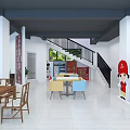 Modern Lounge Area Featuring White Walls Dark Ceiling Beams Bookshelves And Natural Light Through Window