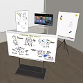 Visual Thinking Workspace With Whiteboards Mind Maps And Digital Screen
